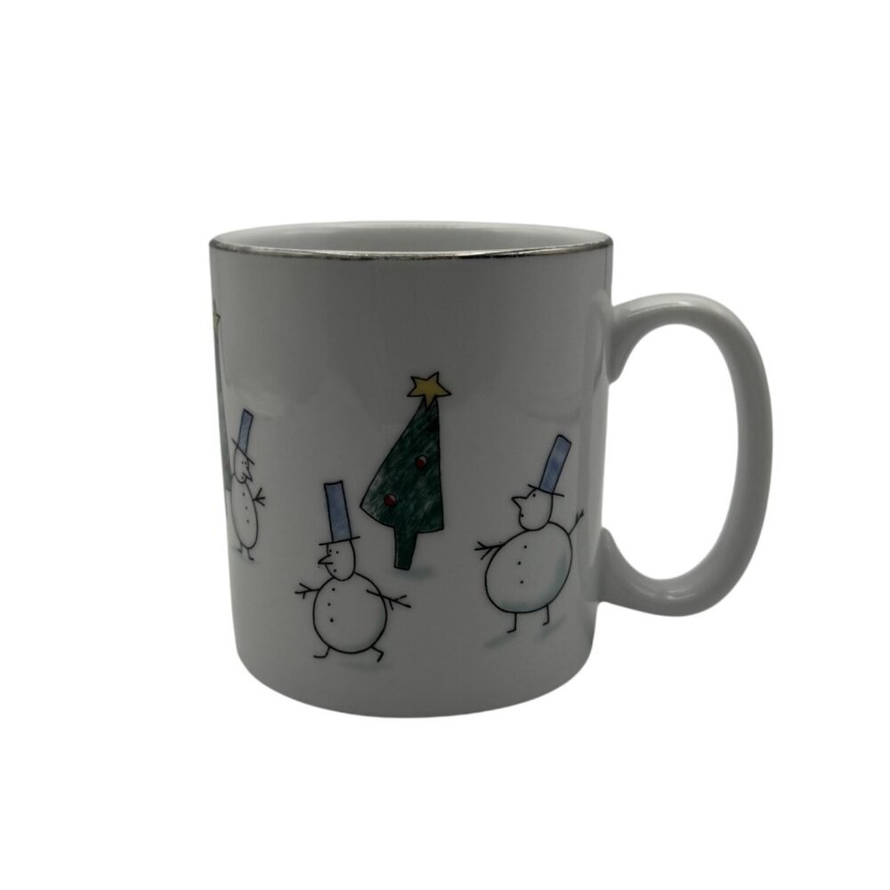Eddie Bauer Ceramic Snowman & Christmas Tree Mug Coffee Tea